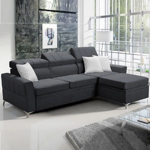 Ecksofa mit Schlaffunktion Rava graphit rechts Samt komfortables und funktionelles Ecksofa mit verstellbaren Kopfstützen