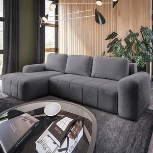 Ecksofa mit Schlaffunktion Bovec grau linke Seite stilvolles Ecksofa mit ergonomischer Form hydrophobem Stoff
