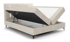 Boxspringbett Norco 140x200 beige stilvolles Bett mit Bettzeug Lagerung Beleuchtung im Kopfteil fügt eine einzigartige Note