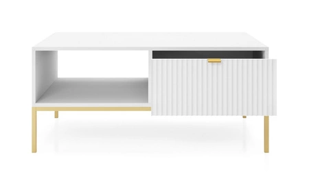 Möbel Set Lovro weiß modernes Design Schrankwand mit Gold Metall Zubehör Möbel für Wohnzimmer oder Wohnzimmer bereichert