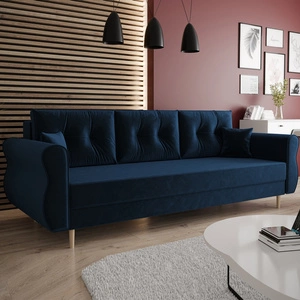 Wilkins Sofa mit Schlaffunktion marineblau elegantes Sofa für Wohnzimmer im skandinavischen Stil geschwungene Seiten verleihen Charakter