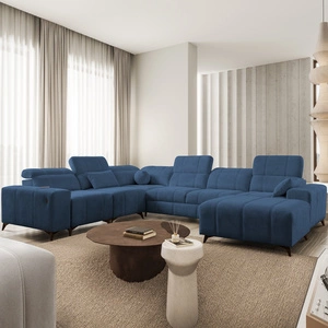Ecksofa mit Schlaffunktion Penejos VIII blau rechtsseitig stilvolles Ecksofa aus strapazierfähigem Stoff