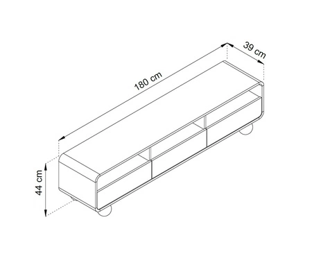 TV Schrank Bion 180 cm beige modernes Design abgerundete Linien TV-Schrank Designer kugelförmige Beine