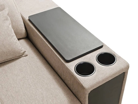 Ecksofa mit Schlaffunktion Tesalia grau links modernes Design komfortable Schiebelehne Schublade in der Seite des Möbels