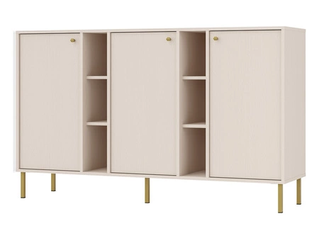 Kioto II Wohnzimmermöbel-Set beige stilvolles Design elegante Möbel in gedeckten Farben mit goldenen hohen Beinen bereichert