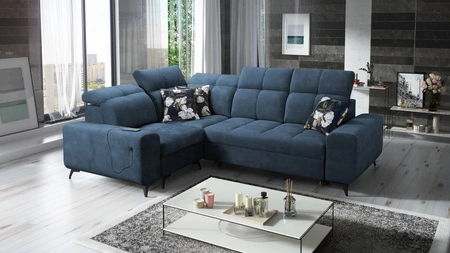 Ecksofa mit Schlaffunktion Buffalo II blau links funktionelles und stilvolles Ecksofa mit verstellbaren Kopfstützen