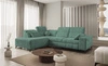 Ecksofa mit Schlaffunktion Penejos VII grün linksseitig stilvolles Ecksofa mit Bettzeugablage komfortable verstellbare Kopfstützen