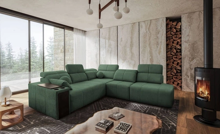 Ecksofa mit Schlaffunktion Tesalia IX mint rechte Ecke modernes Design komfortable Schiebelehne Schublade in der Seite des Möbels
