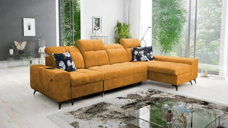 Ecksofa mit Schlaffunktion Buffalo XII gelb rechte Seite stilvolles und funktionelles Ecksofa mit Bettzeugcontainer