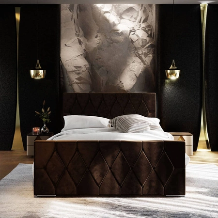 Polsterbett Sparks 180x200 braun mit Stauraum im modernen Stil mit markantem Kopf- und Fußteil