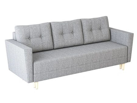 Sofa Telsze hellgrau elegantes Sofa für Wohnzimmer in skandinavischer Form hohe Holzbeine Container für Bettzeug