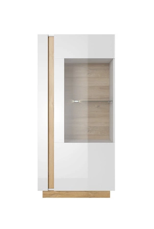 Unterschrank Adria 72 cm weiß glänzend / Eiche grandson modernes Design Kanten mit einem speziellen Furnier beendet Elemente aus Sicherheitsglas