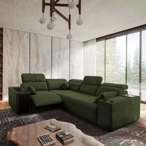 Ecksofa mit Schlaffunktion Tesalia II Lux grün links komfortables Ecksofa mit verschiebbarer Rückenlehne und ausziehbarer Fußstütze