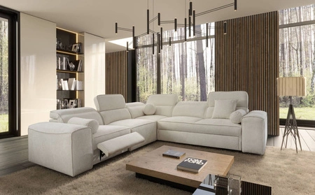 Ecksofa mit Schlaffunktion Viano III Lux creme links modernes Ecksofa für Wohnzimmer mit ausziehbarem Fußteil Bettwäschecontainer