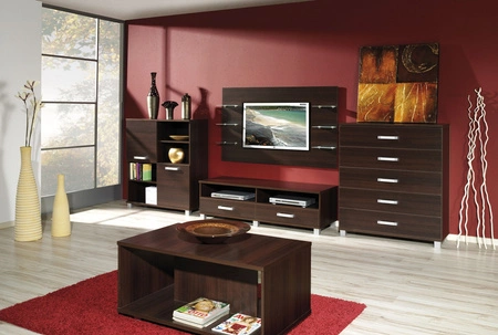 Couchtisch mit Schubladen Maximus 110 cm Kastanie Wenge modernes Design Kante des Tisches mit speziellen ABS-Furnier beendet