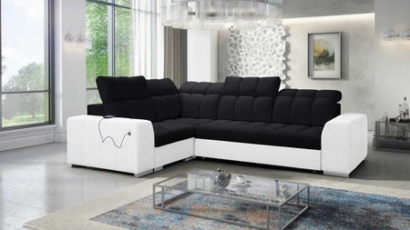 Ecksofa mit Schlaffunktion Luigi II schwarz / weiß links Komfort für die tägliche Entspannung Ecksofa mit Bettkasten