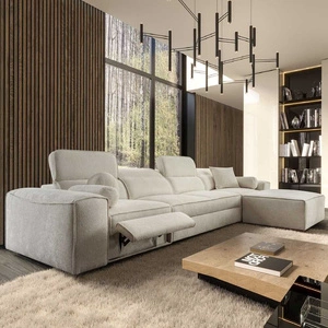 Ecksofa mit Schlaffunktion Viano XII Lux creme rechtsseitiges Designer-Ecksofa für das Wohnzimmer mit bequemer ausziehbarer Fußstütze