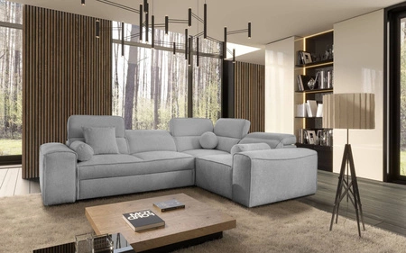 Ecksofa mit Schlaffunktion Viano II hellgrau rechts Designer Ecksofa in modernem Ambiente