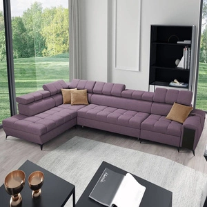 Ecksofa mit Schlaffunktion Bolmso XI lila linke Seite stilvolles Design Ecksofa Bett mit Schublade und Bettzeugkästen