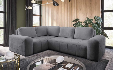 Ecksofa mit Schlaffunktion Bovec II grau links Komfort-Ecksofa mit einem stilvollen Charakter-Bettcontainer