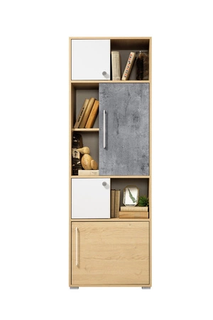 Bücherregal Cary 60 cm Biskuit Eiche / weiß / Beton ideal für das Jugendzimmer sehr nutzbar hat einen modernen Look Bücherregal