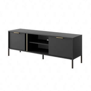 RTV Schrank Golden 153 cm anthrazit modernes Design ideal für Innenräume im industriellen Stil goldene Kante Griff gibt Eleganz
