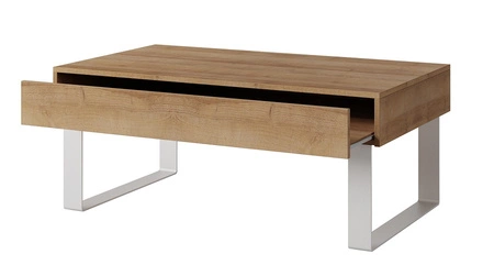 Apulia Couchtisch 100 cm goldene Eiche mit Schublade einzigartiges Design einfache Konstruktion auslaufsichere Platte