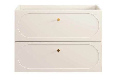 Waschtischunterschrank Donna Sand 80 cm beige eleganter Hängeschrank mit dekorativer Umrandung goldene Griffe aus Metall