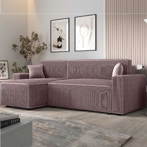 Ecksofa mit Schlaffunktion Brandon Bis heather left dreidimensionaler Stoff mit ausdrucksstarkem Streifen-Bettkasten