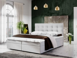 Continentalbett Flint 140x200 beige im modernen skandinavischen Stil mit gestepptem Kopfteil