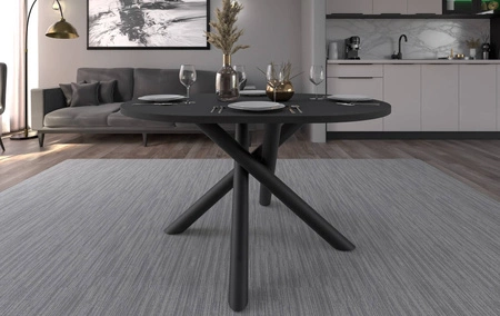 Lyon Tisch 100x138 cm portland ash / schwarz stilvolles Esstischset auf Designer Spider Beinen höhenverstellbar