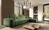 Ecksofa mit Schlaffunktion Viano XII grün rechts stilvolles Ecksofa mit interessanter Form verstellbare Kopfstützen Zierkissen