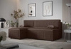 Ecksofa mit Schlaffunktion Brandon brauner linksseitiger dreidimensionaler Stoff mit ausdrucksstarkem Streifen-Bettkasten