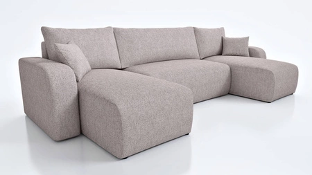 Ecksofa mit Schlaffunktion Fiesta U beige stilvolles Ecksofa mit interessanter Form strapazierfähiger Webstoff-Bettkasten
