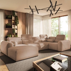 Ecksofa mit Schlaffunktion Cantare IV Lachsfarbe links sorgfältig verarbeitetes Ecksofa für das Wohnzimmer bietet Komfort und Bequemlichkeit