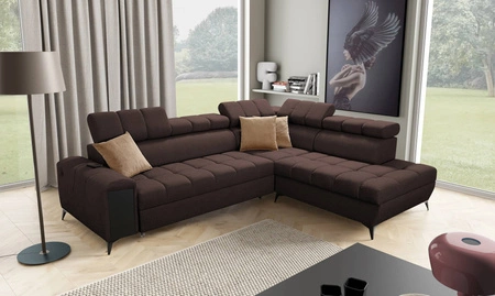 Ecksofa mit Schlaffunktion Bolmso VII braun rechte Ecke äußerst elegantes Ecksofa für Wohnzimmer mit Schublade und Bettzeugcontainer