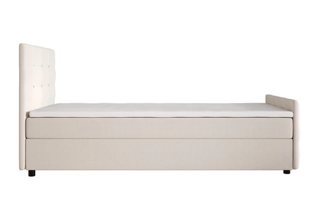 Boxspringbett Kansas 90x200 beige Bett im modernen skandinavischen Stil mit gepolstertem Kopf- und Fußteil