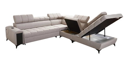 Ecksofa mit Schlaffunktion Bolmso IX graphit rechte Seite bequemes Ecksofa für Wohnzimmer mit Schublade Bettzeug Container stilvolles Design