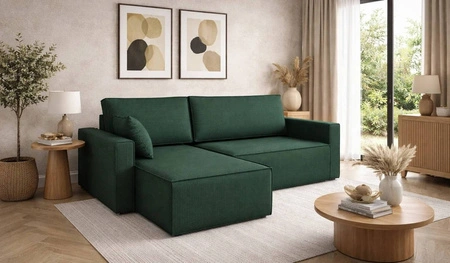 Ecksofa mit Schlaffunktion Rebenes grün Universal-Ecksofa dreidimensionaler Stoff mit ausdrucksstarken Streifen Bettzeugcontainer