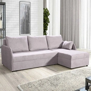 Ecksofa mit Schlaffunktion Orsa hellgrau Universal Ecksofa mit interessantem Design strapazierfähiger Veloursstoff