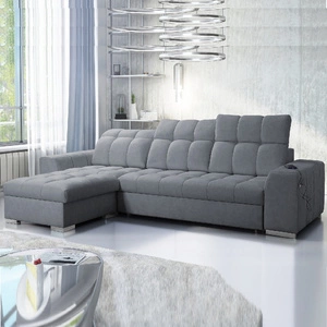 Ecksofa mit Schlaffunktion Luigi grau links Ecksofa mit zwei Bettkästen Stoff mit einer interessanten Struktur