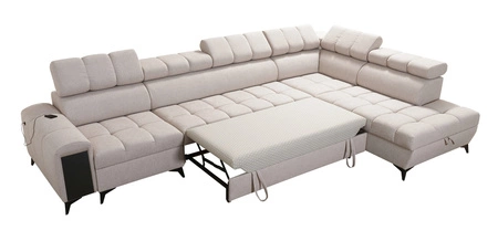 Ecksofa mit Schlaffunktion Bolmso XI lila rechte Seite stilvolles Design Ecksofa mit Schublade und Bettzeug-Container
