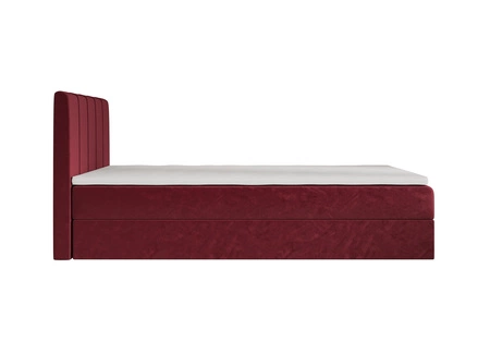 Boxspringbett Casey 90x200 dunkelrot im modernen skandinavischen Stil mit gepolstertem Kopfteil Bett mit Staukasten