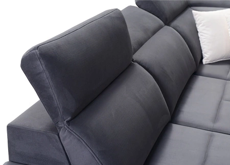 Ecksofa mit Schlaffunktion Elgin beige rechtsseitiges Ecksofa mit verstellbaren Kopfstützen praktische Schubladen in den Möbelseiten