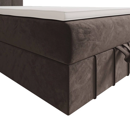 Boxspringbett Casey 120x200 hellbraun im modernen skandinavischen Stil mit gepolstertem Kopfteil Bett mit Staukasten
