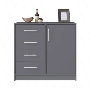 Kommode mit Schubladen Caspe 90 cm anthrazit modernes Möbeldesign Kommodenkante mit speziellem ABS-Furnier verarbeitet