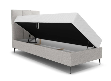 Boxspringbett Irvine 80x200 Esche grau Stilvolles Bett mit Bettzeugablage und hohem Kopfteil besticht durch sein elegantes Design