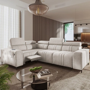 Ecksofa mit Schlaffunktion Castel II Lux beige links komfortables Ecksofa für das Wohnzimmer mit bequemer ausziehbarer Fußstütze