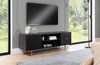 RTV Schrank Sula 150 cm schwarz elegantes Design dekorative geriffelte Front mit Push-to-Open-System Metall hohe Beine