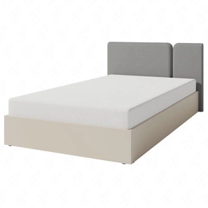 Bett Paguro 120x200 cm mit Container beige Sand ideal für Kinderzimmer mit gepolstertem Kopfteil